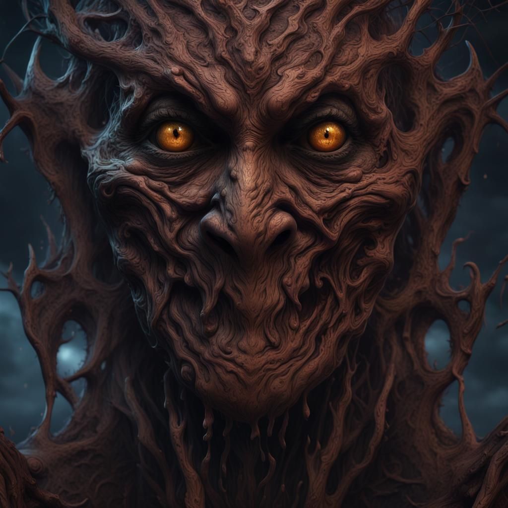 Creepy Face: Detailed Matte Painting in Deep Color