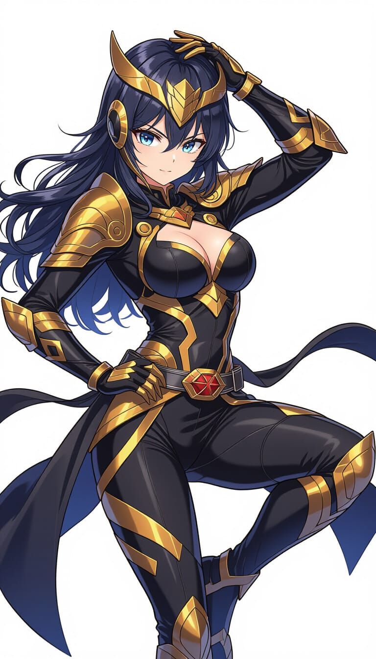 Black Ranger Girl in Anime-Inspired Armor