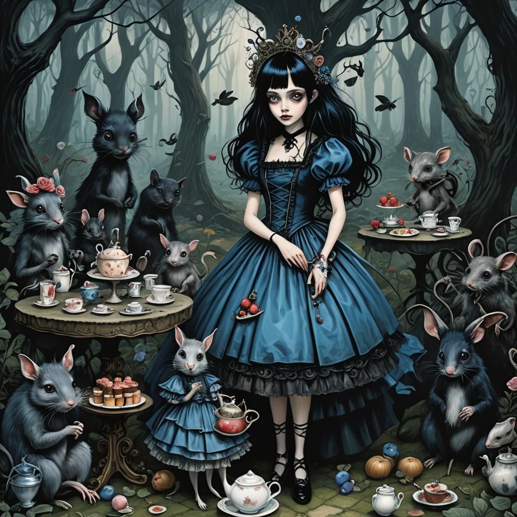 Gothic Dark Fairy Alice in Wonderland Tea Party