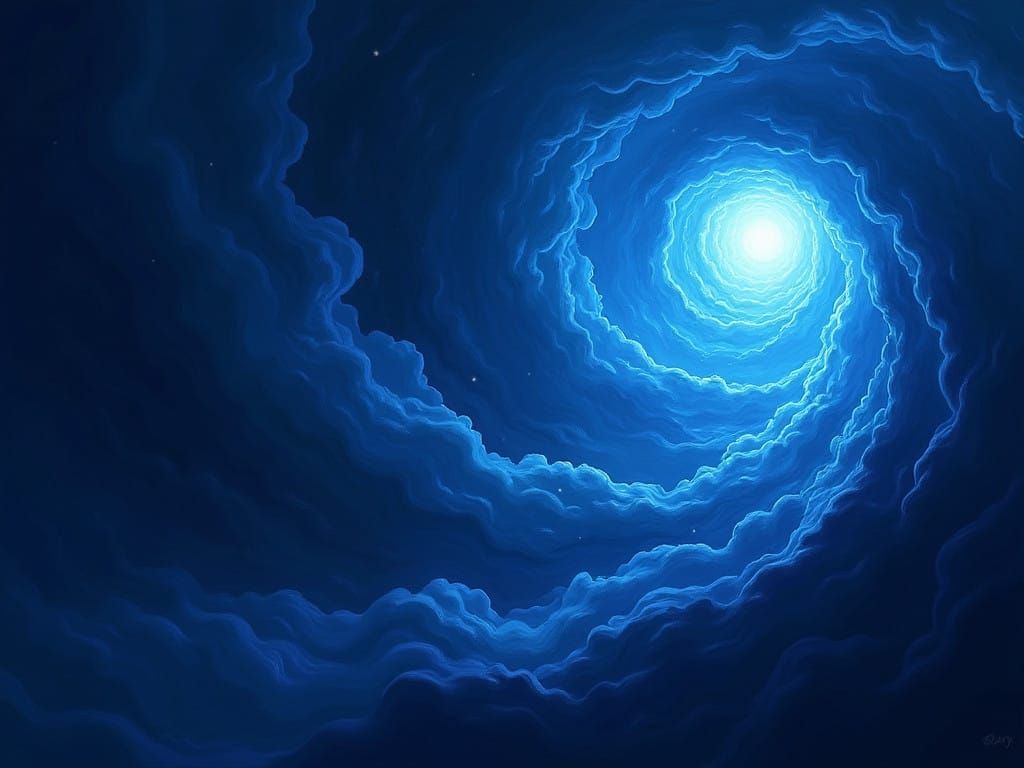 Mesmerizing Vortex of Dark Blues in a Rich, Mystical Illustr...