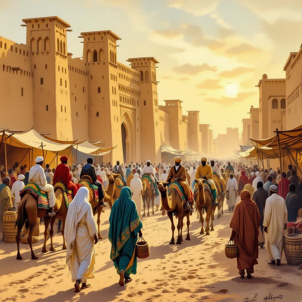 Timbuktu in Golden Age, Orientalist Painting Style