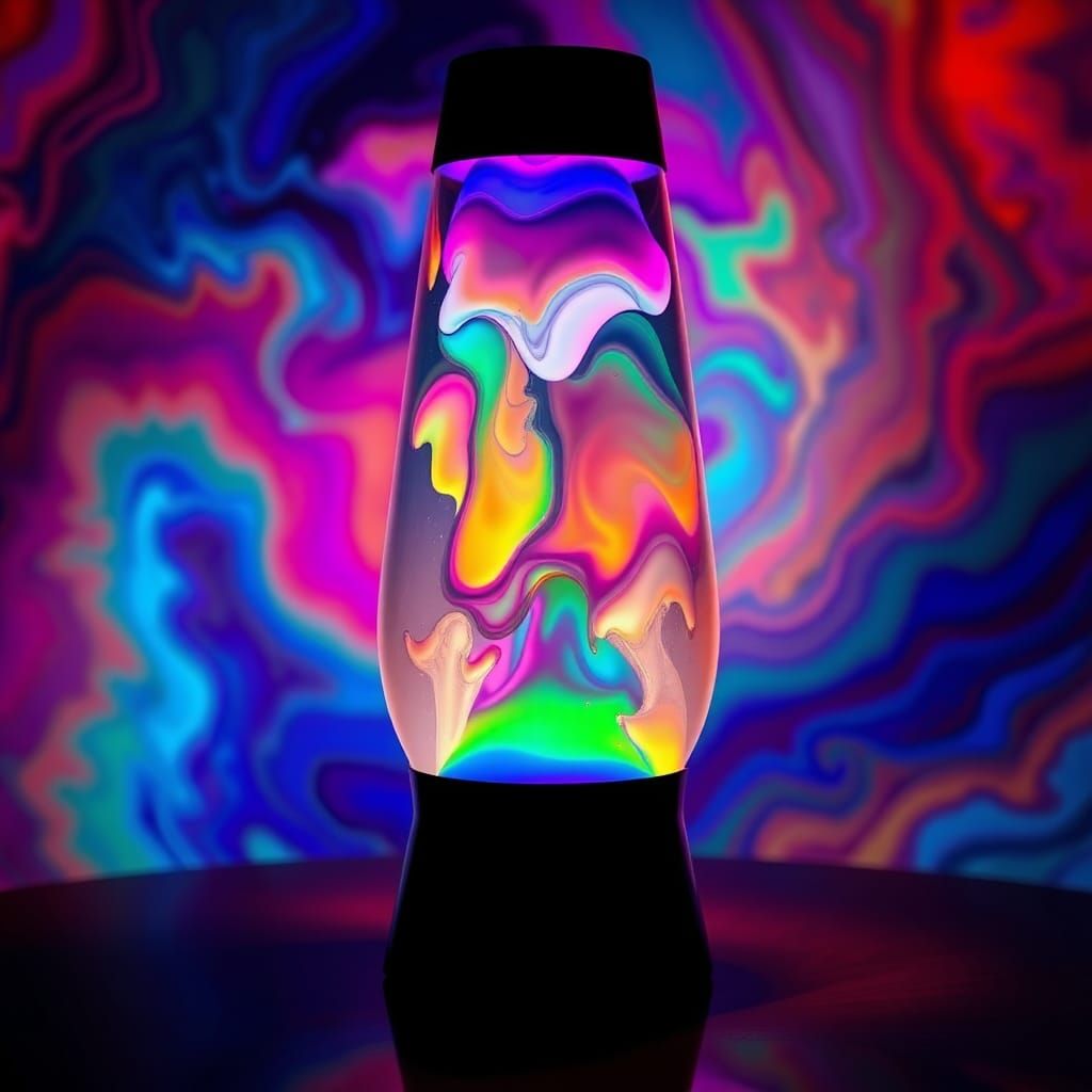 Hyperrealistic Lava Lamp Shade in a Psychedelic Dreamscape