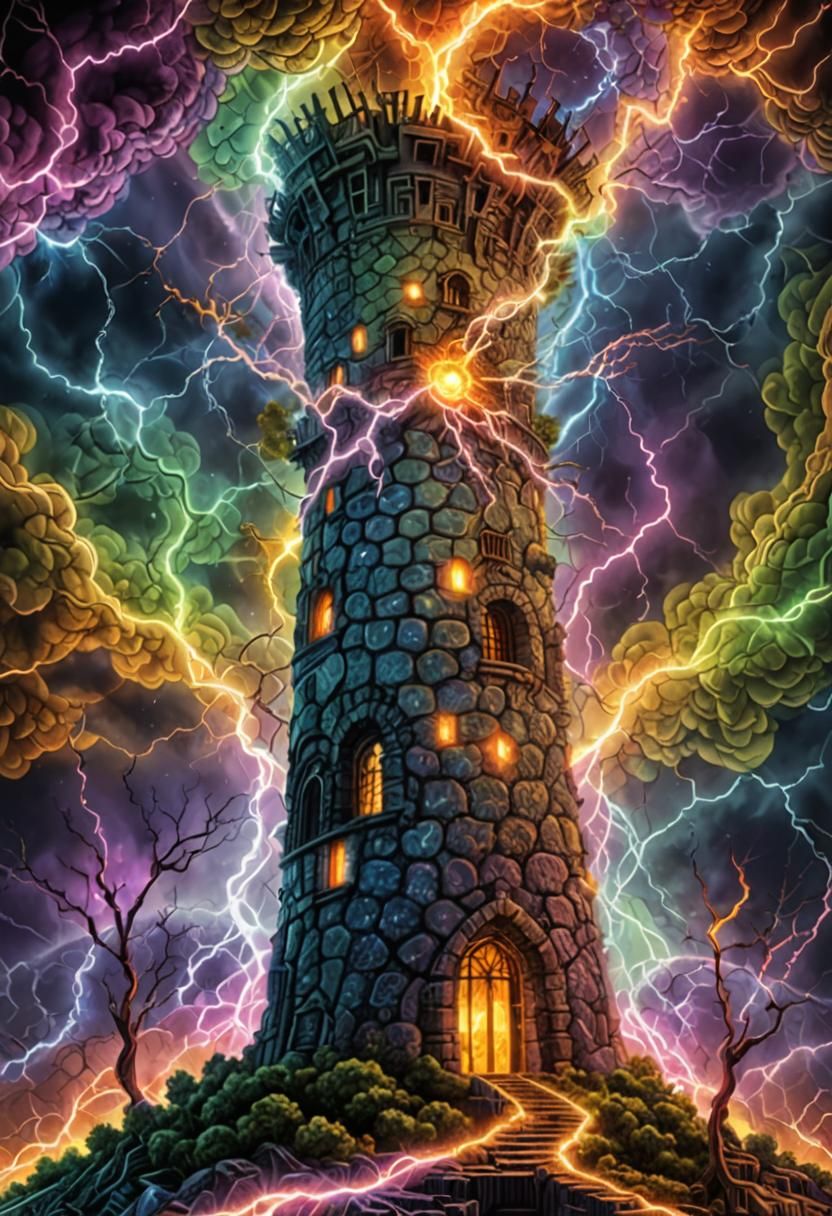 Psychedelic Human Tower in Astral Realm