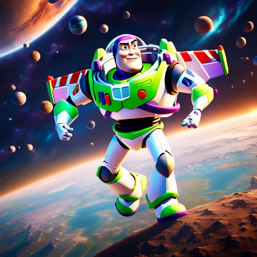 Buzz Lightyear Flies Through Space in Detailed Painting