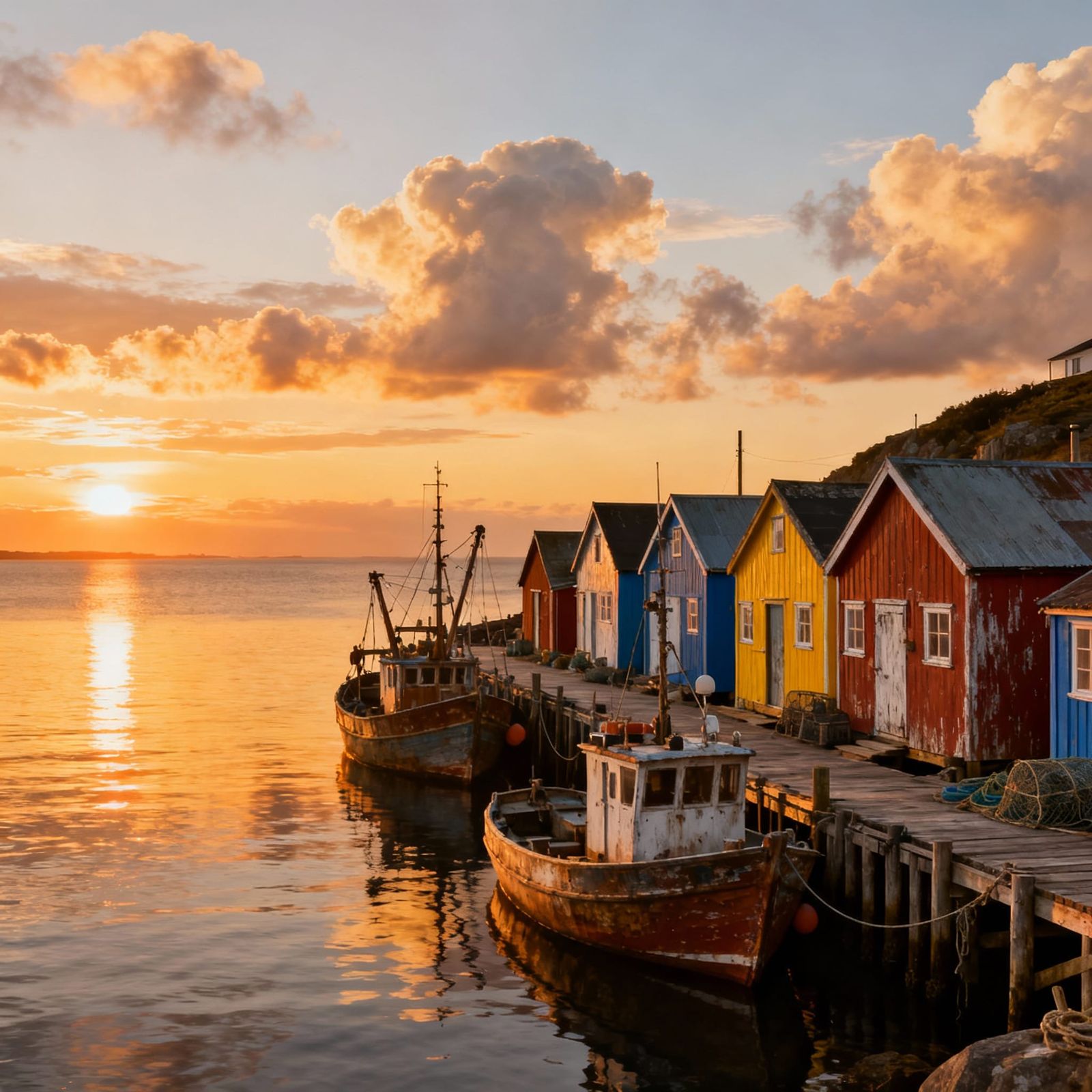 Seaside Village at Breathtaking Sunset
