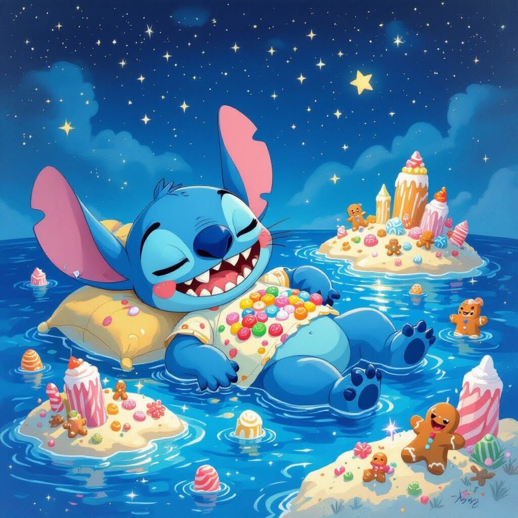 Sleepy Stitch's Sweet Dream: A Whimsical Scene