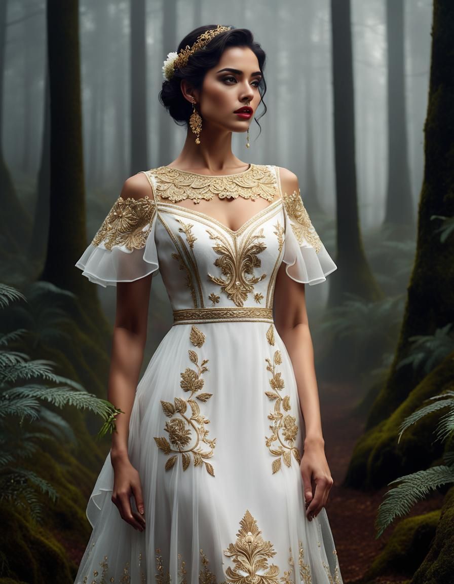 A Madeira embroidery wedding dress