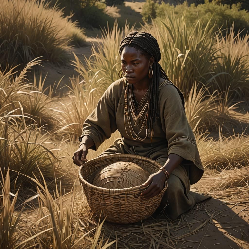 Sweetgrass Basket Weaver in Detailed Matte Painting