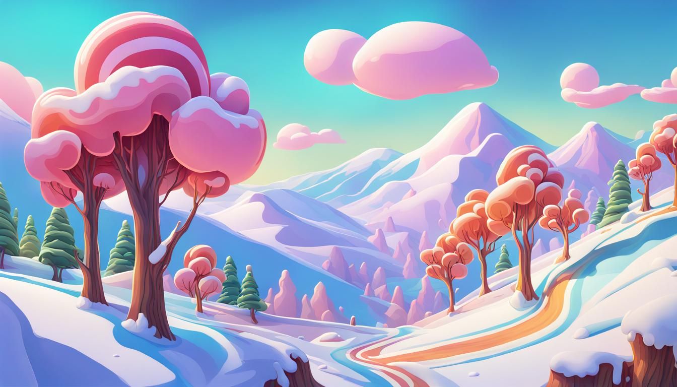 Whimsical Candyland Landscape in Hyperrealistic Digital Art
