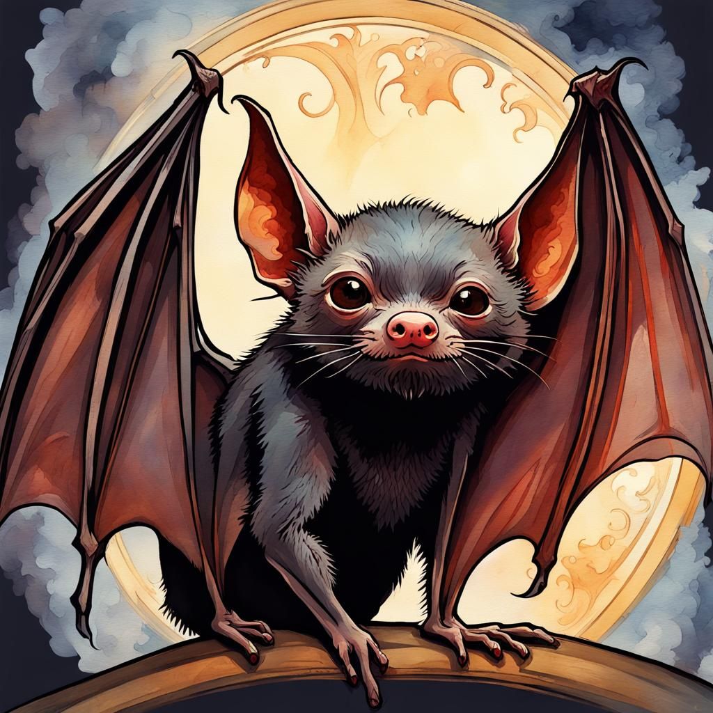 Cute Vampire Bat in Gothic Renaissance Style