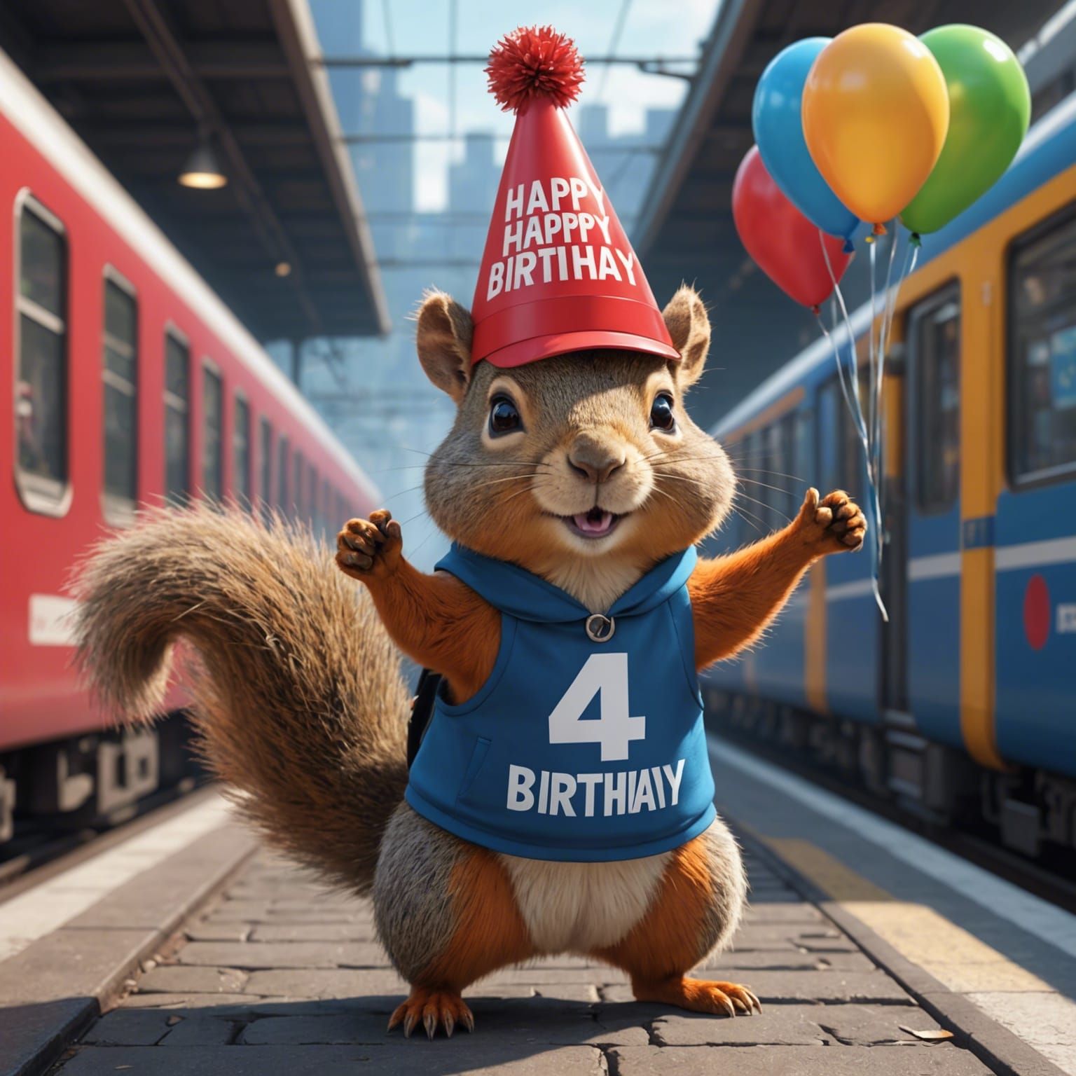 Squirrel Birthday Greeting for Capybara in Anime Style