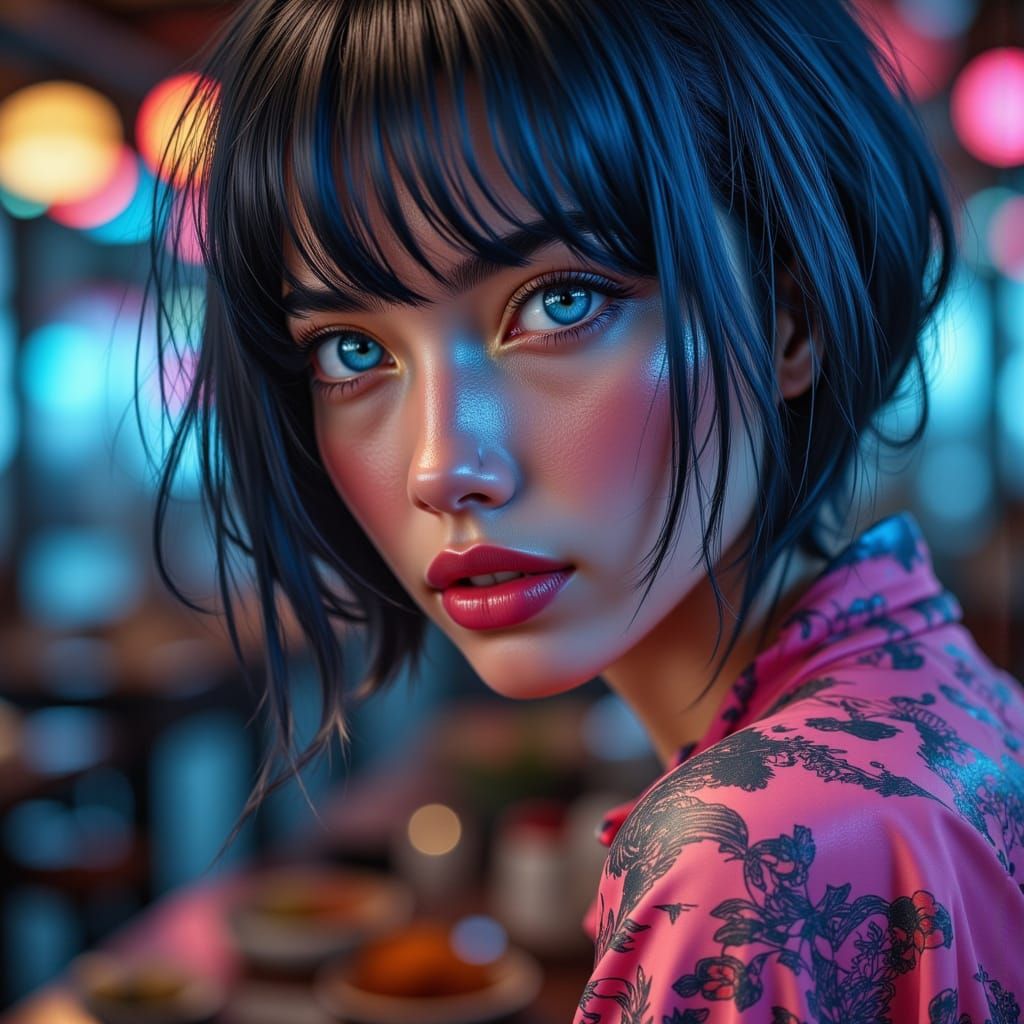 Masculine Gynoid Idol with Blue-Steel Eyes