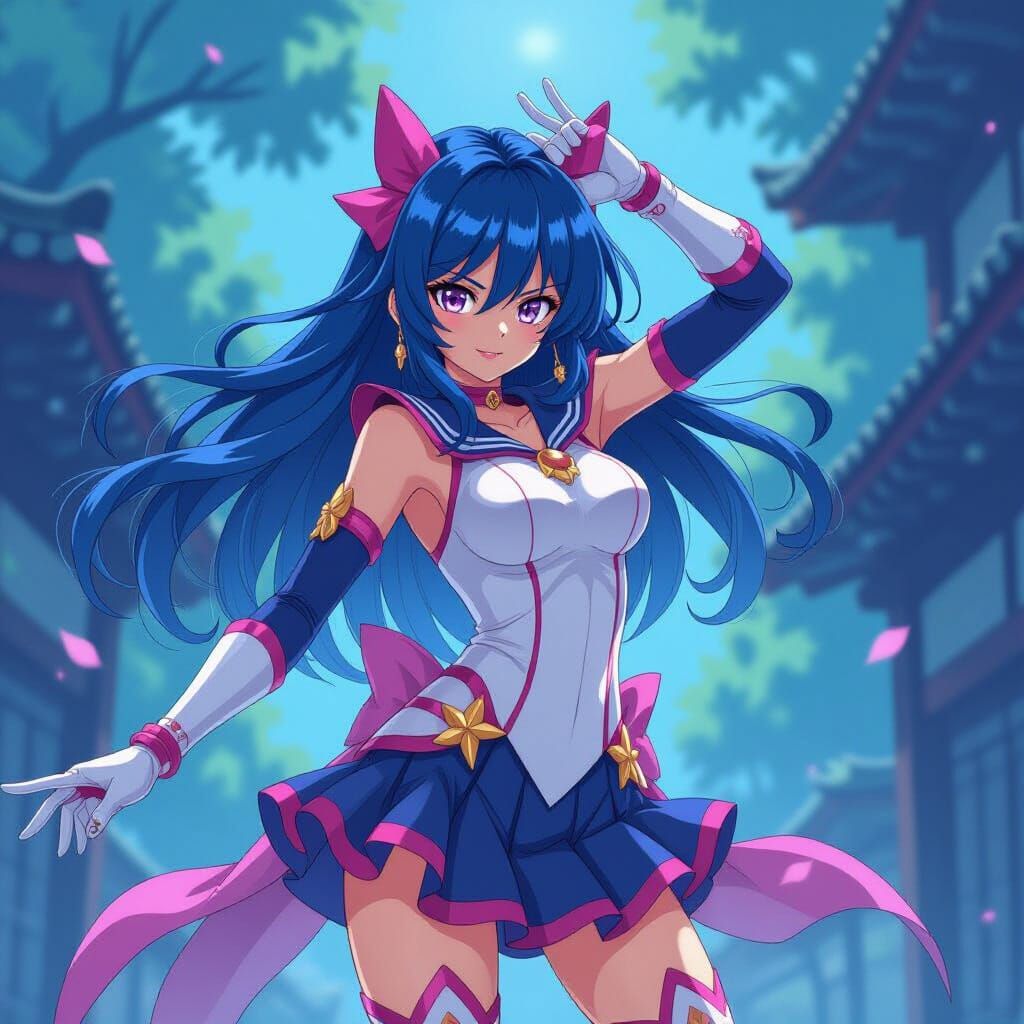 Calcium as Vibrant Anime Heroine in Manga Style