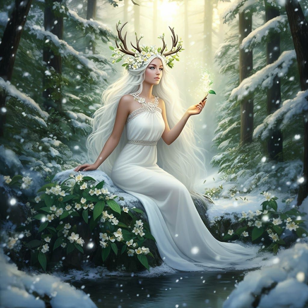 Mother Nature Brings Spring Flowers in Winter Woods