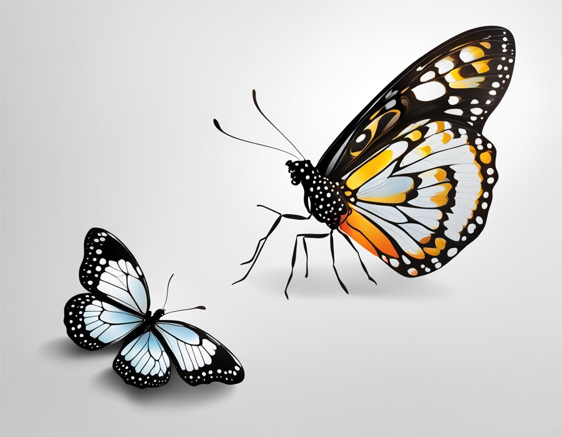 Butterfly on White Background: Simple Composition