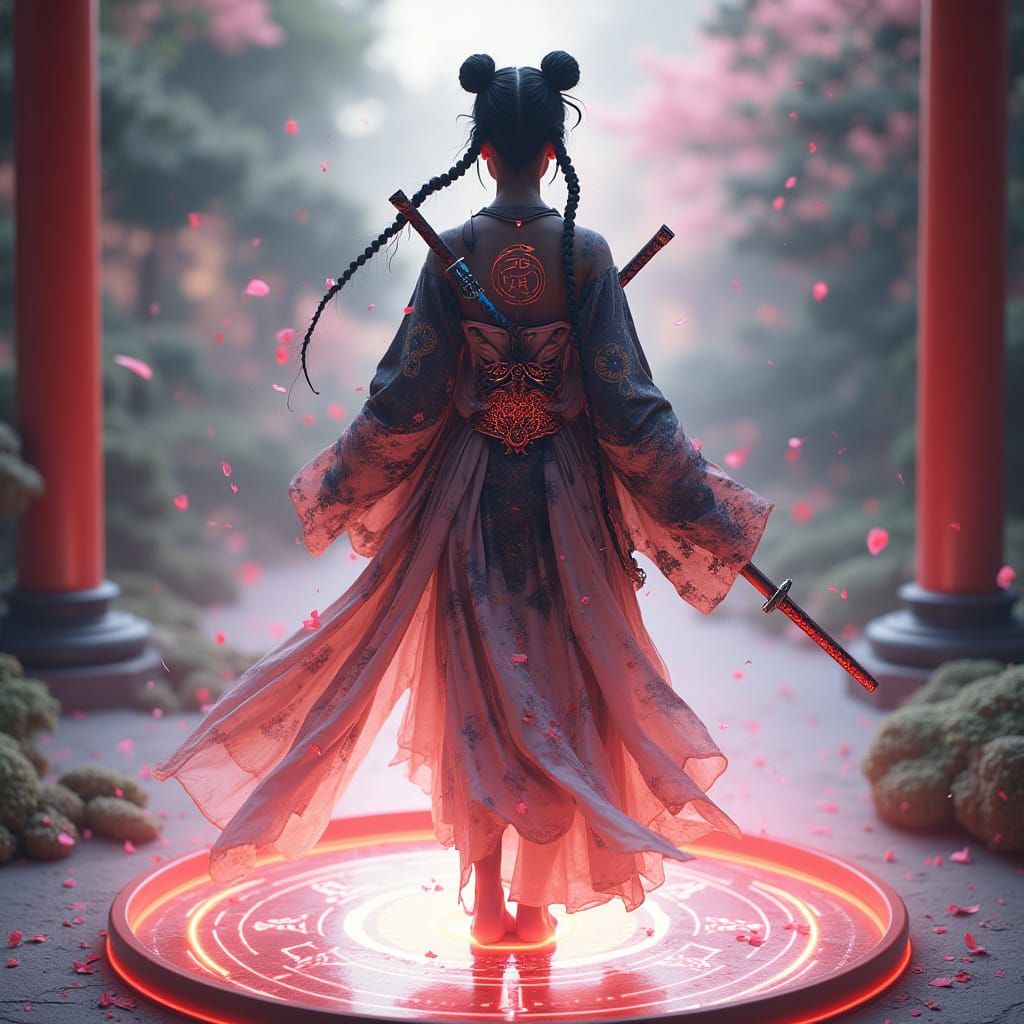 Celestial Afro Goddess in Digital Shrine, Unreal Engine