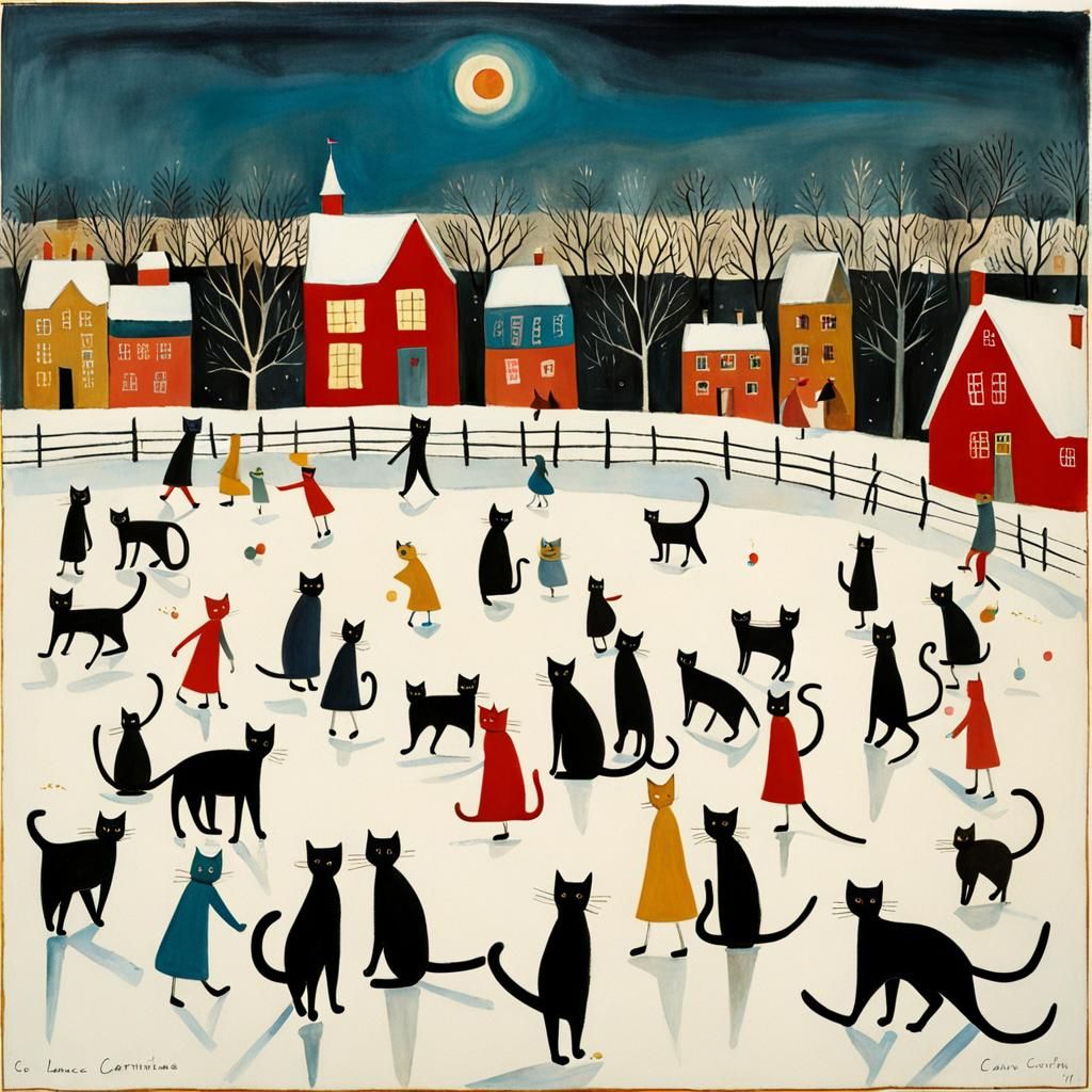 Cats ice skating