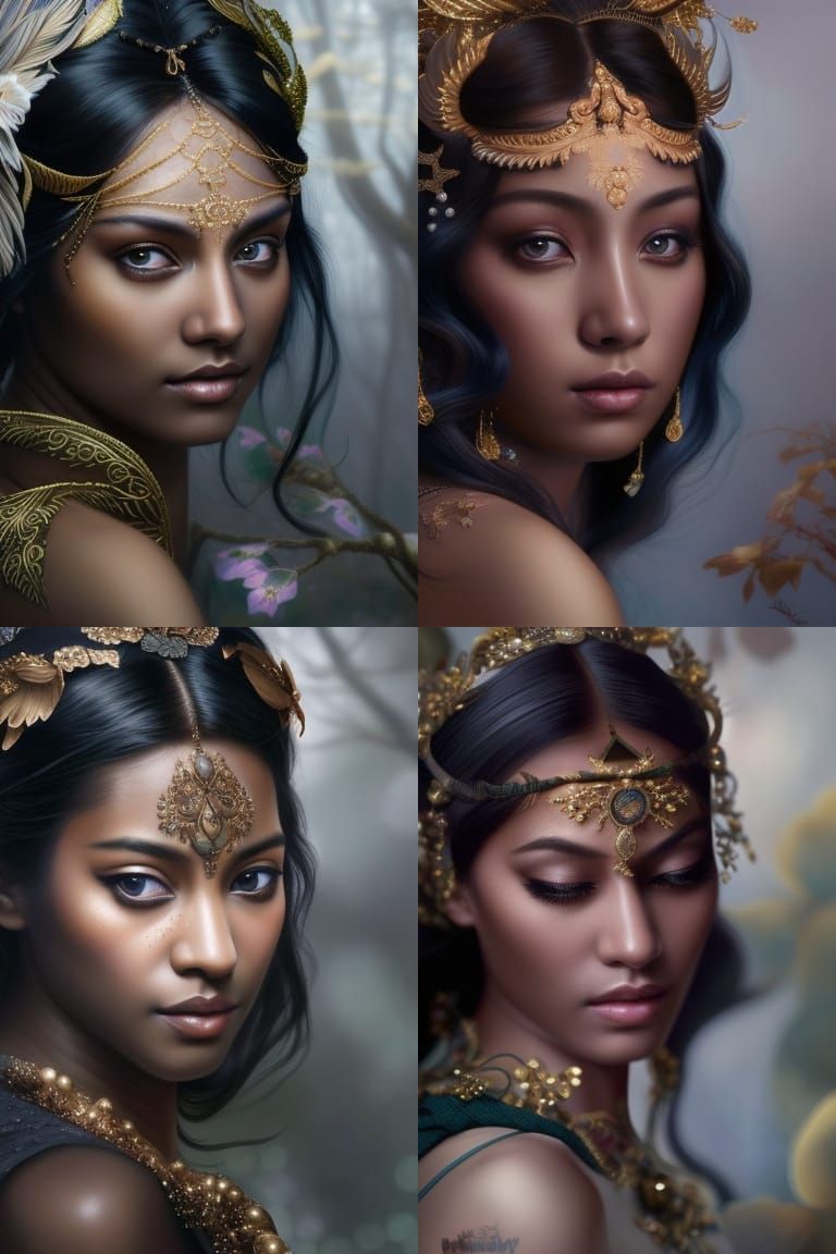 Dusky Shadow Goddess Portrait in Photorealistic Style
