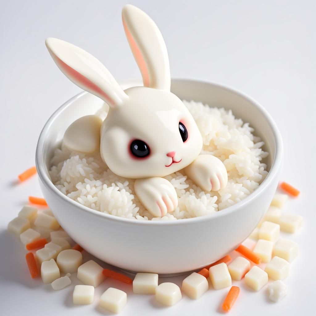 Sinister Asian White Bunny Candy by Rutkowski