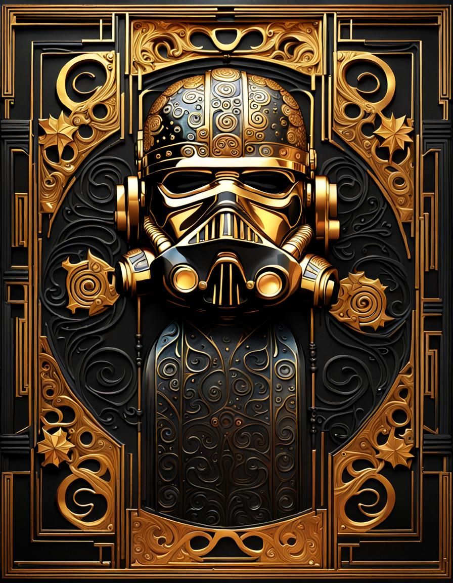 Luxurious Metal Goddess in Klimt-Inspired Art Nouveau