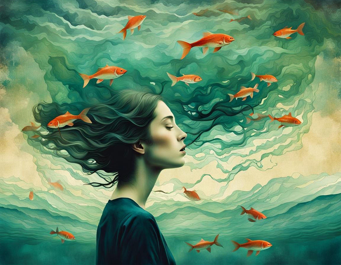 A Surreal Drowning Scene in Double Exposure Photographic Art