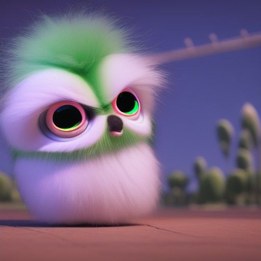 Creepy Round Flying Furby in Neon Green