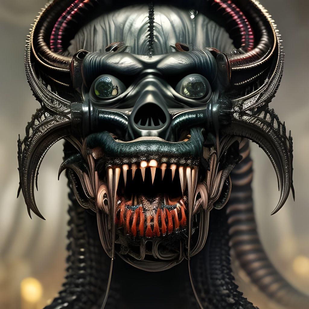 Creepy Demonic Portrait in Giger Style