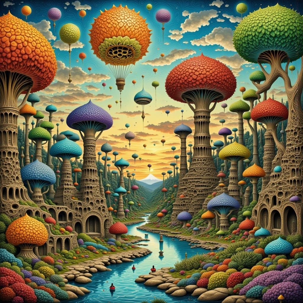 Whimsical Fantasy Landscape in Vibrant Colors