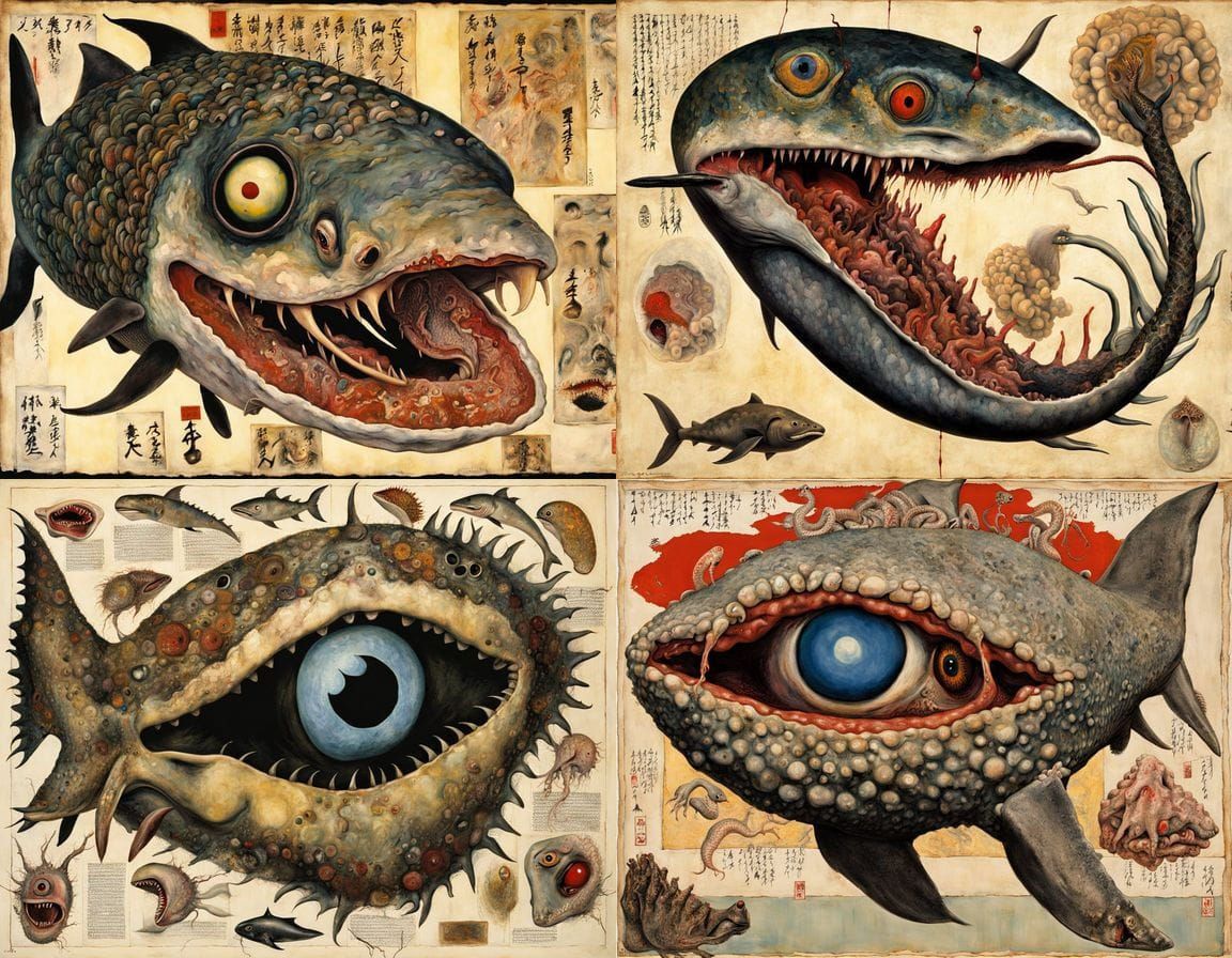 Surreal Mutant Animal as Japanese Art