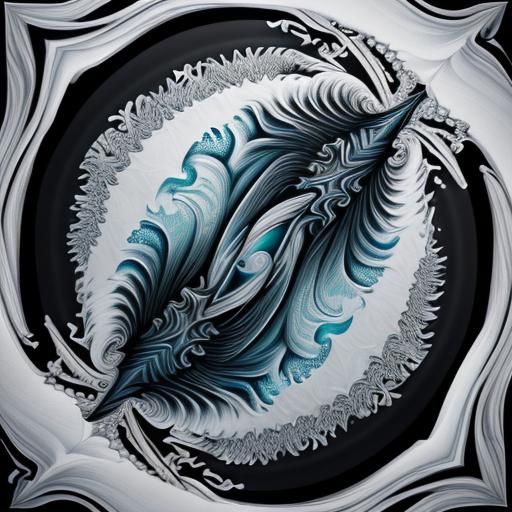 Black Glass Unicorn Emerges from Abstract Waves