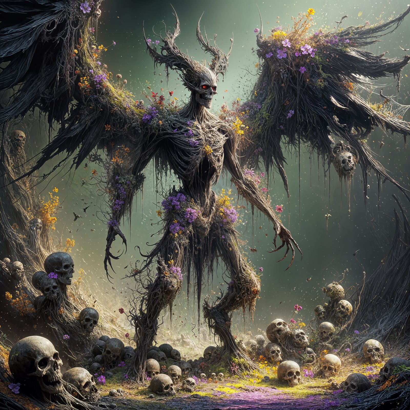 Demon of Necrosis with Decaying Wings in Dark Fantasy Art