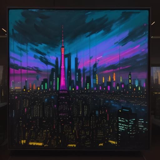 Futuristic Metropolis: Expressive Cityscape Painting