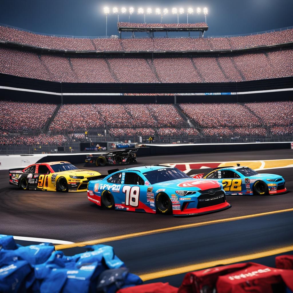 Detailed Matte Painting of NASCAR Race in Unreal Engine