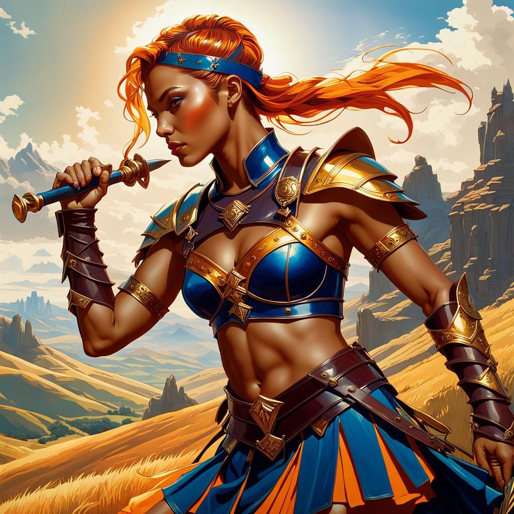 Elf Gladiator in Steppes: Double Exposure Art