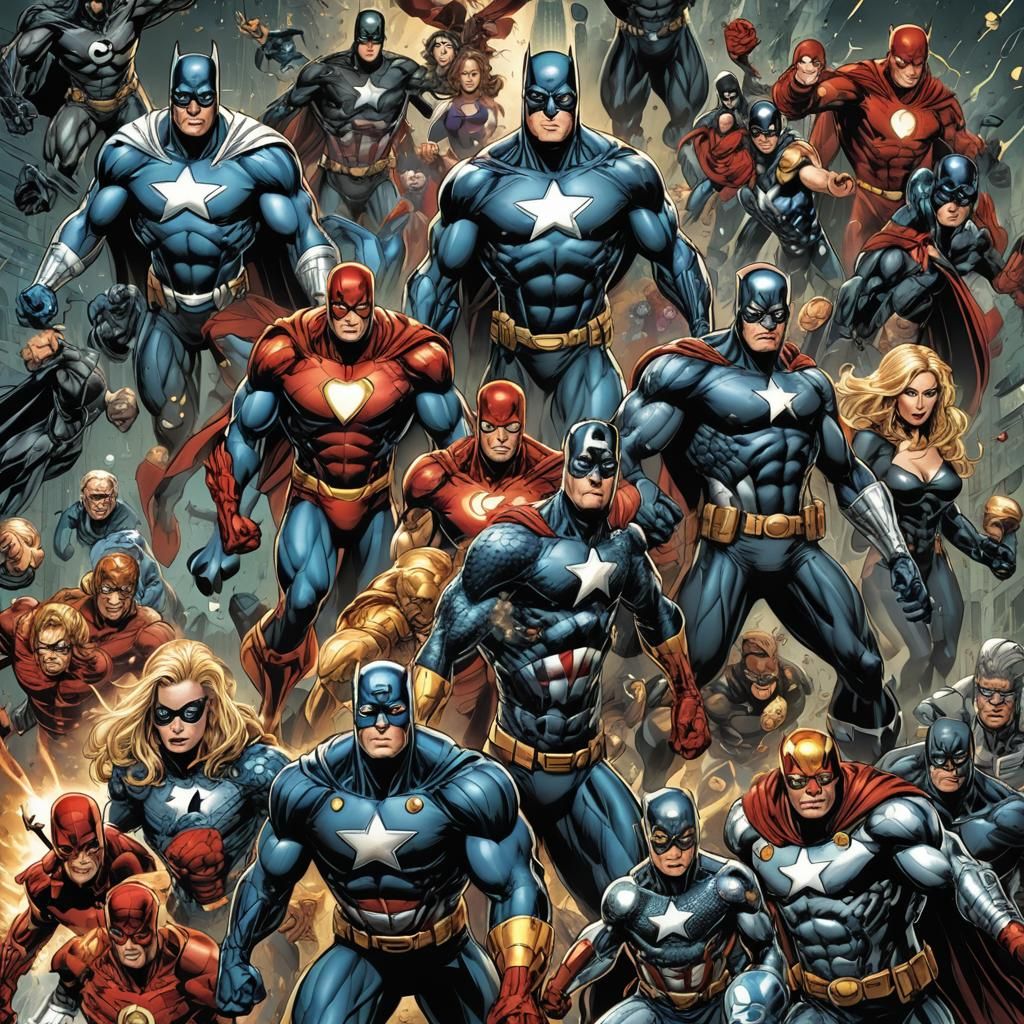 Dynamic Superhero Comic Book Art Illustration