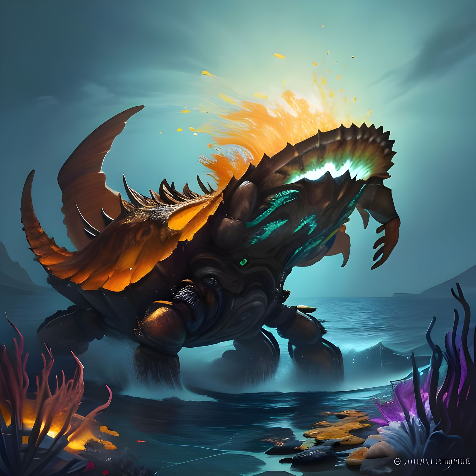 Rainbow Mermaid and Crab: Fantasy Concept Art