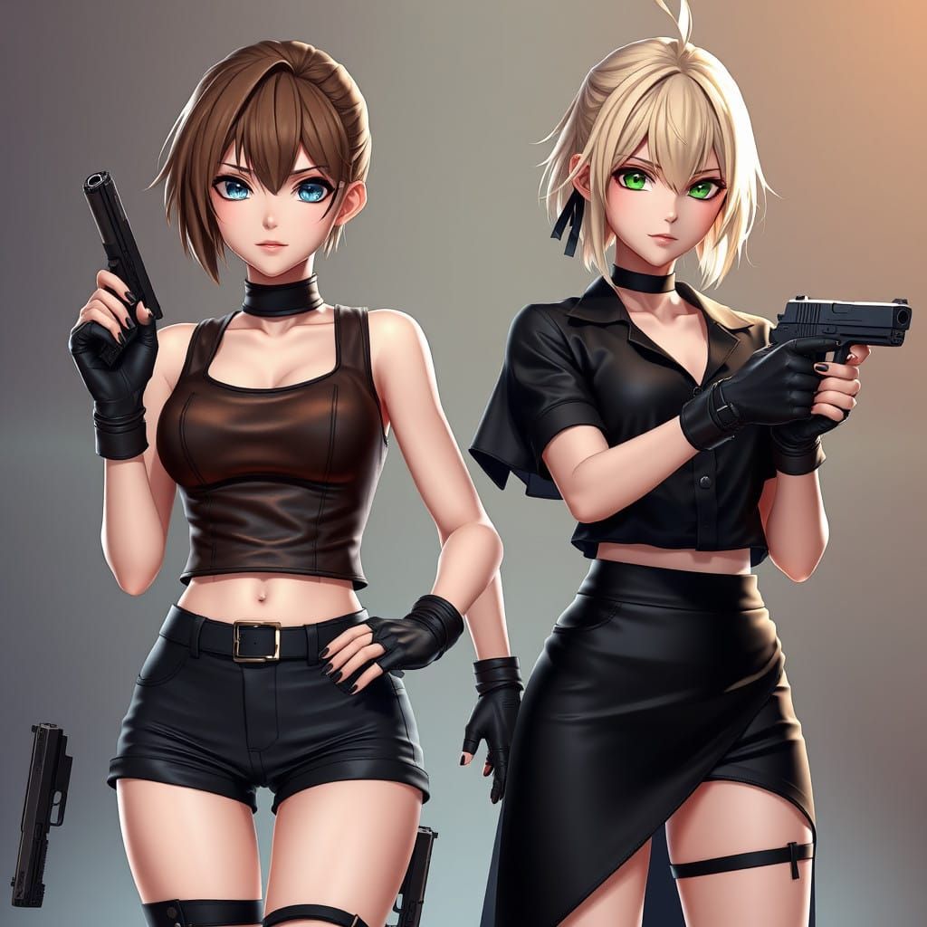 Cyberpunk Style Girls with Guns