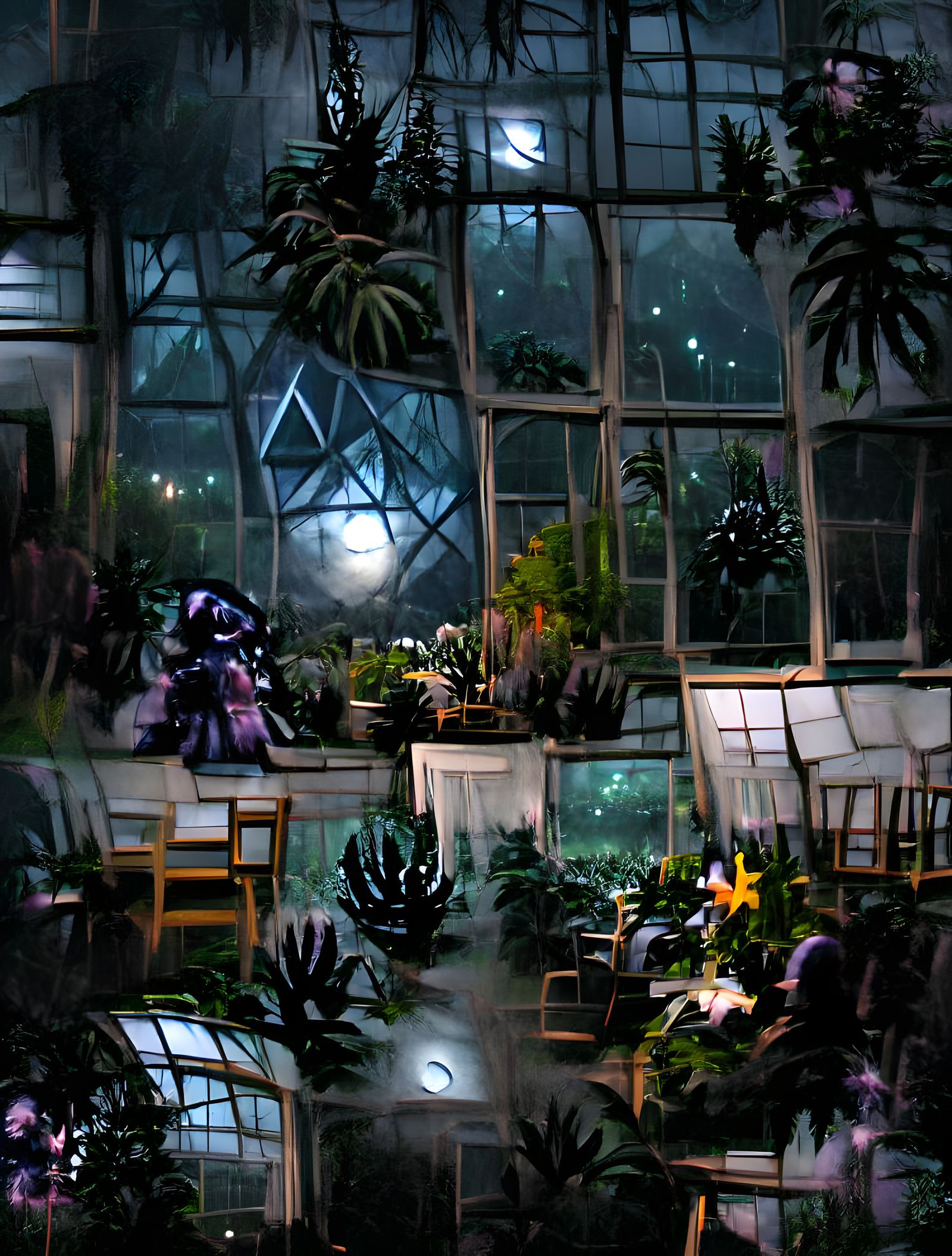 Eldritch Conservatory Bathed in Moonlight