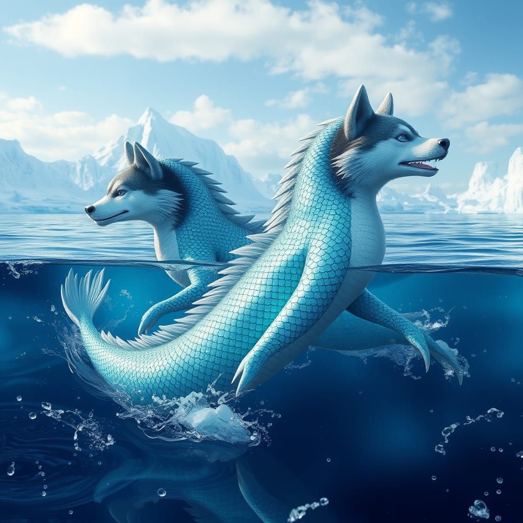 Husky Fish: Anime Fusion in Arctic Waters