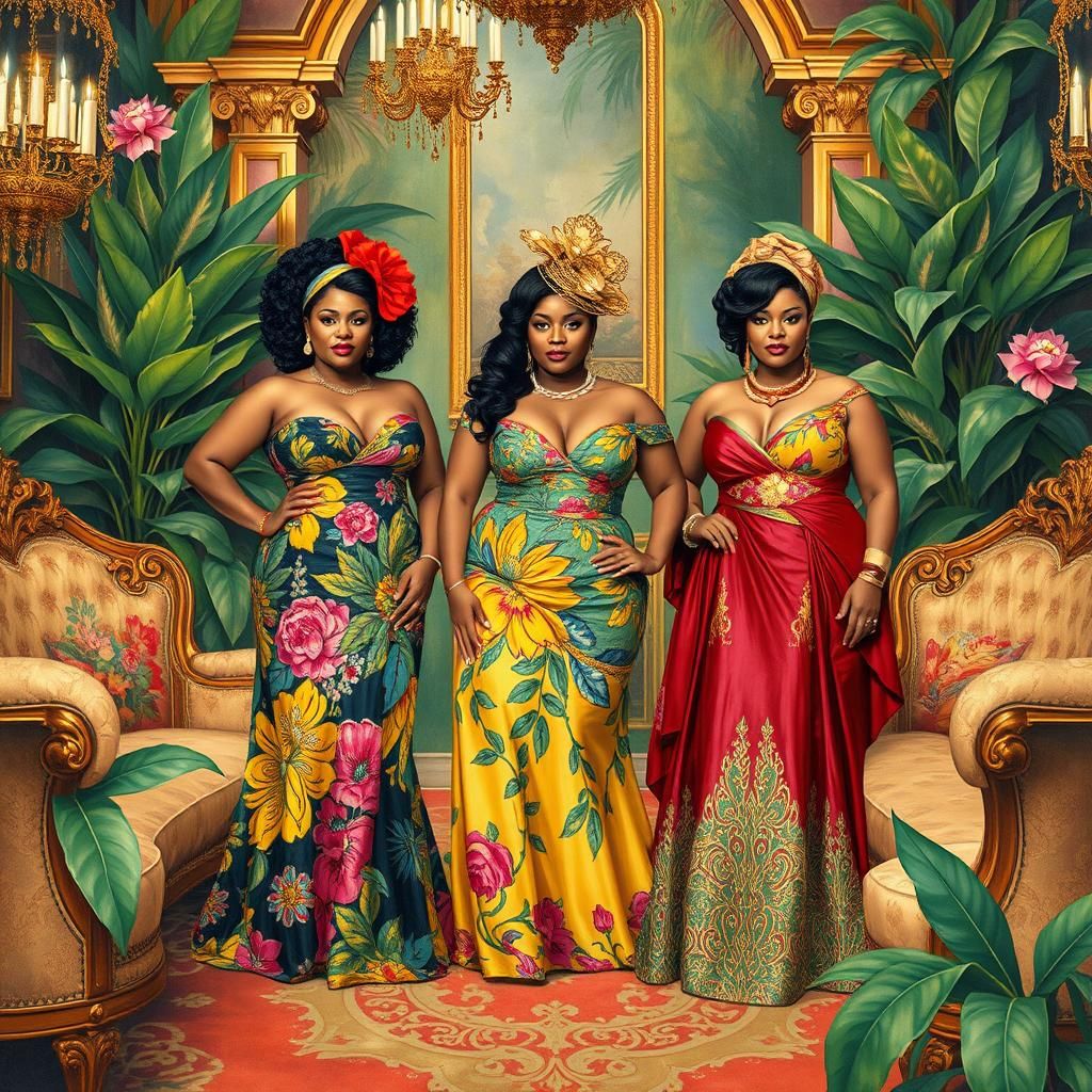 Opulent Plus Size Women in Impressionist Gouache