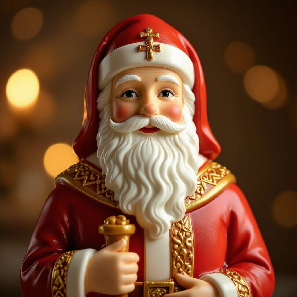 Hyperrealistic Caramel Sculpture of Saint Nicholas
