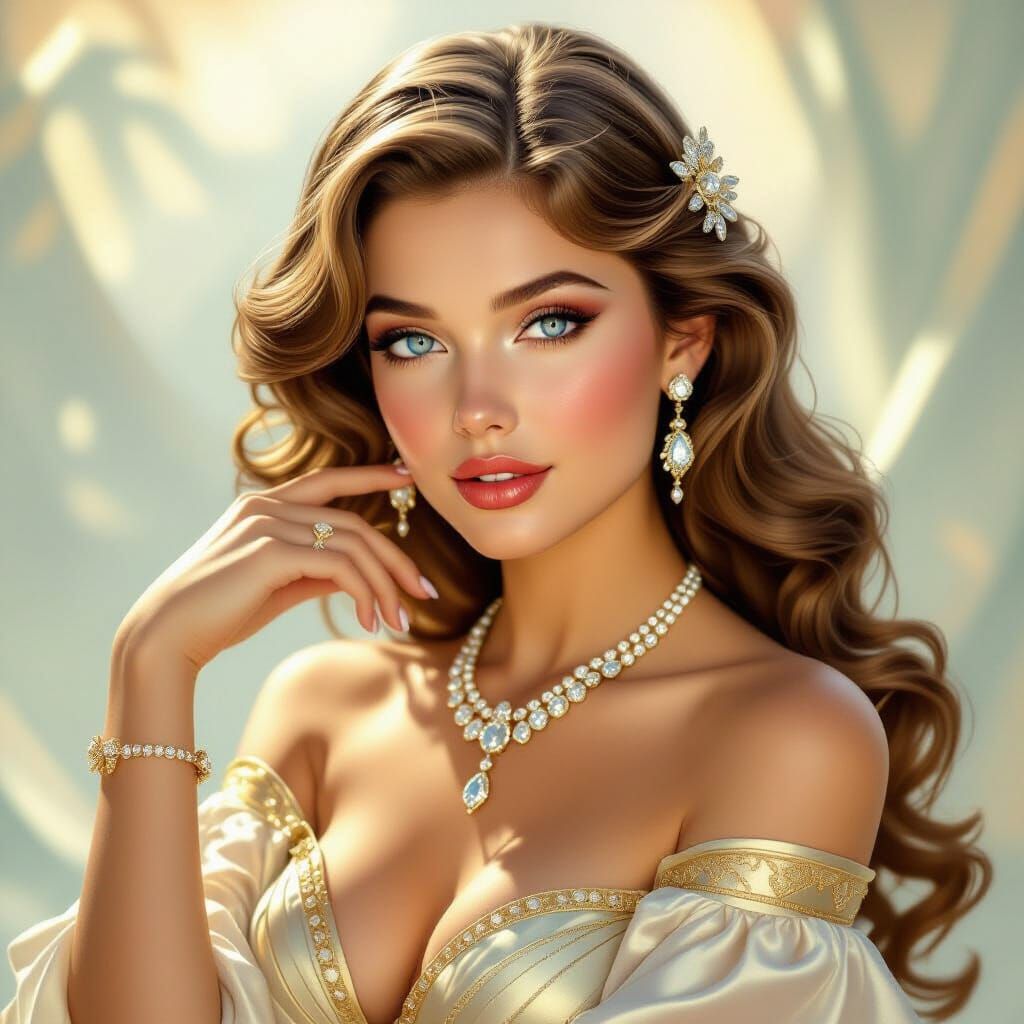 Goddess with Golden Hair in Renaissance Style