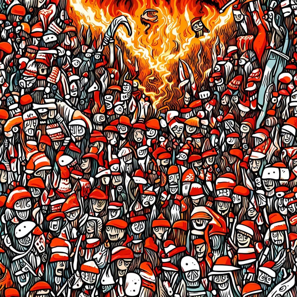 Where's Waldo in Hell: Cartoon Art