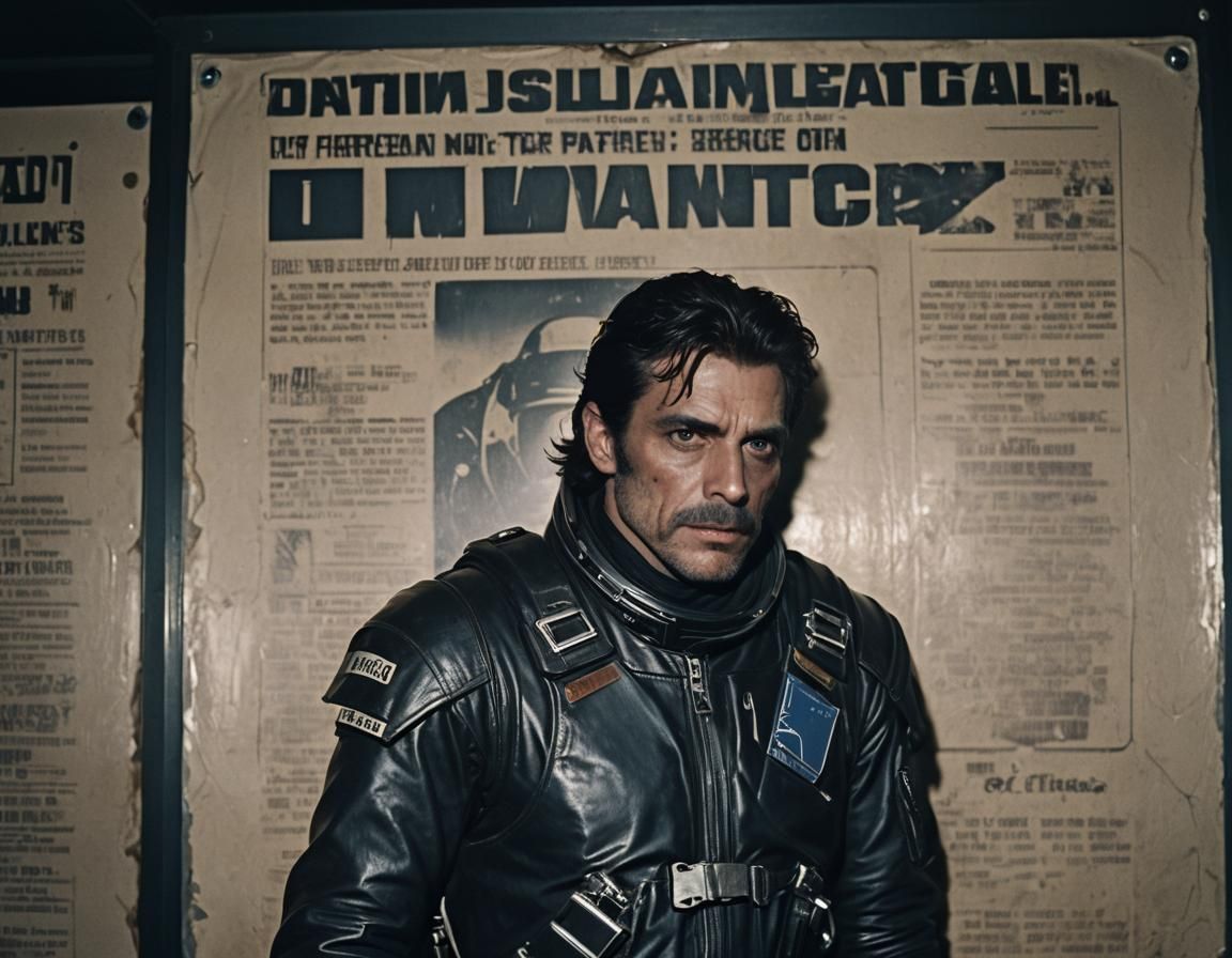 Gritty Interstellar Outlaw in Crime Noir Style