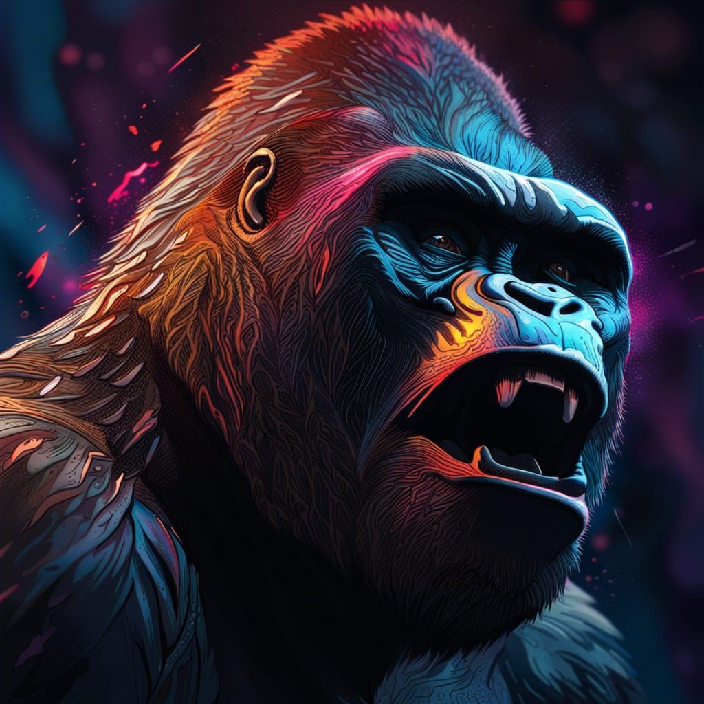 Hyperrealistic Gorilla-Grizzly Hybrid in Splash Art Style