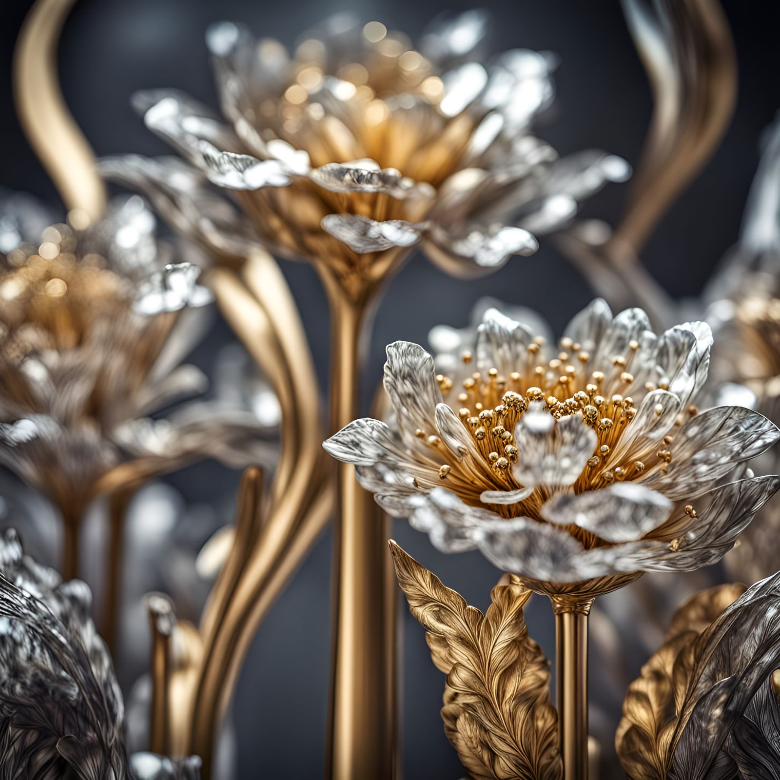 Gold and silver flowers