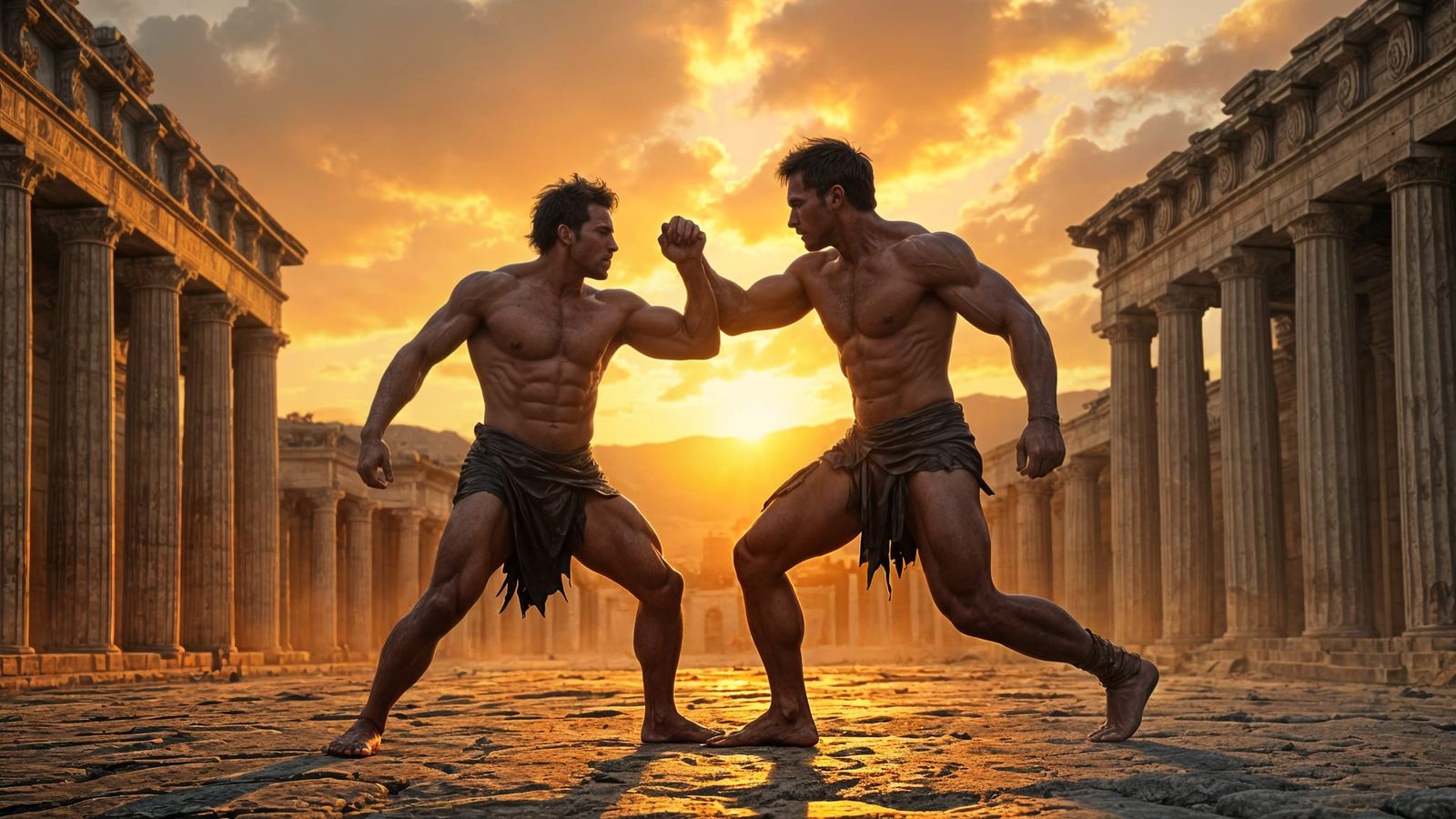 Epic Wrestling Scene in Ancient Olympia