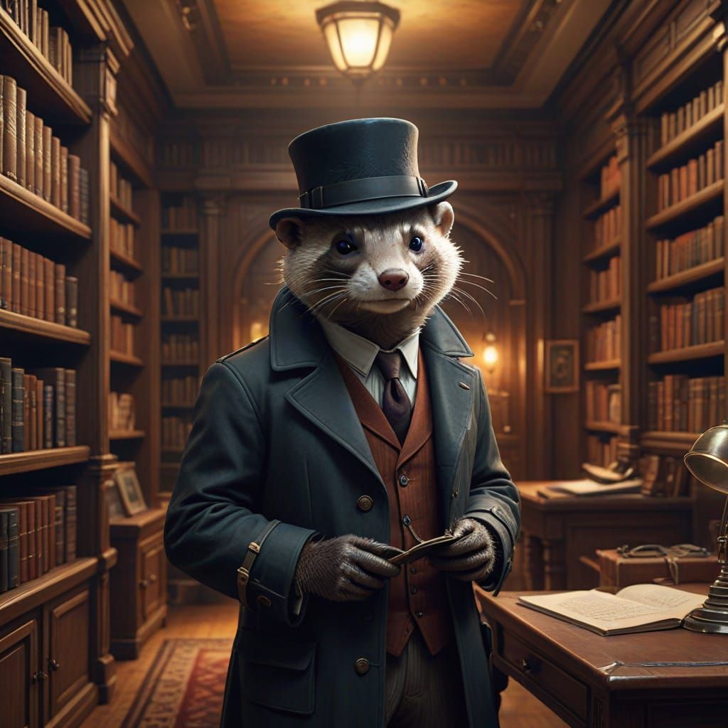 Anthropomorphic Ferret at Secret Speakeasy Entrance