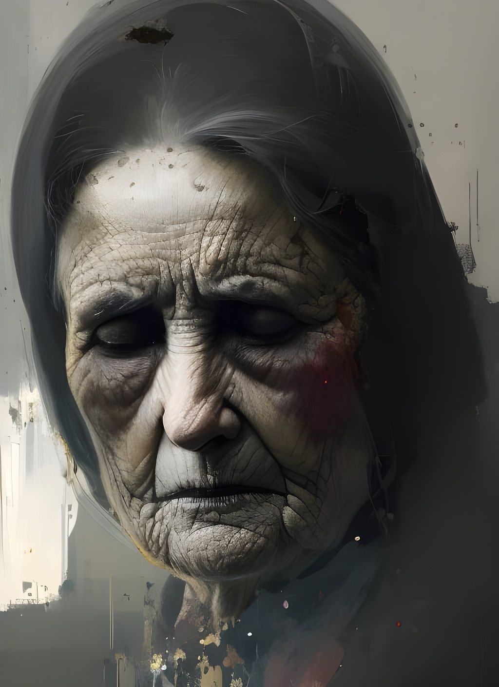 Sad Old Woman Portrait as Speedpaint