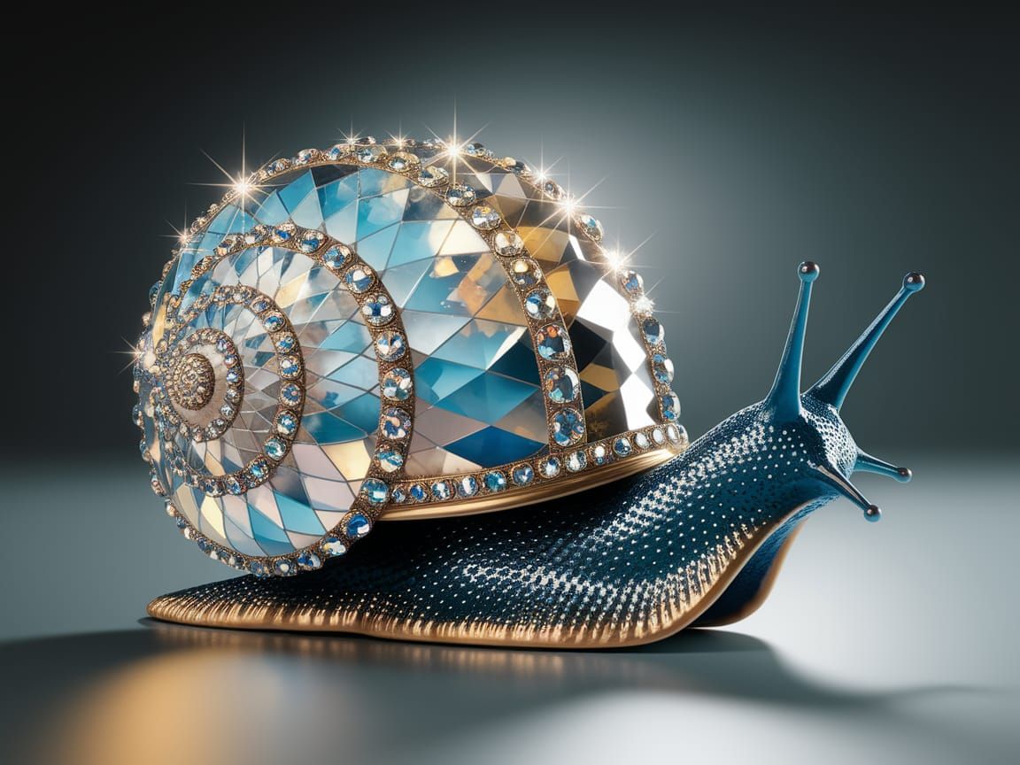 Majestic Sapphire Snail with Gemstone Shell